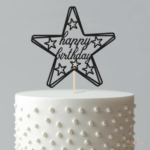 Happy Birthday Star Frame Cake Topper - view 4