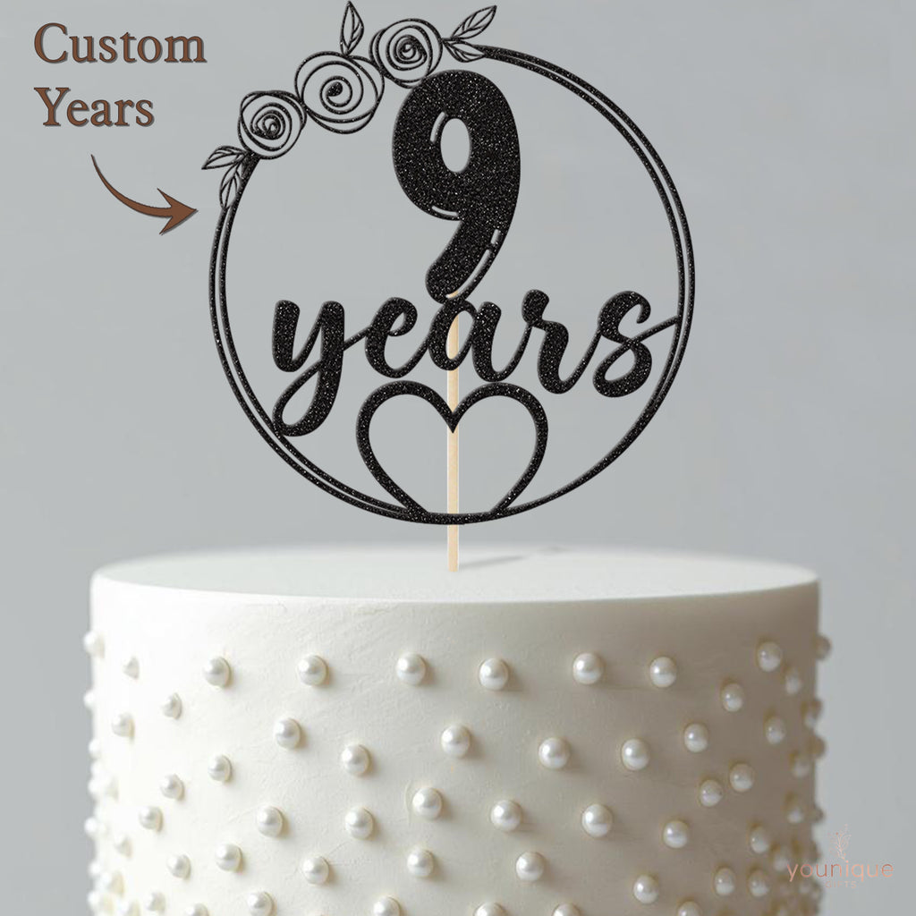 Personalised Floral Circle Birthday Cake Topper Any Age - view 4