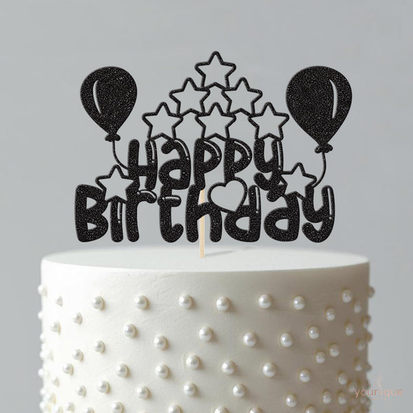 Happy Birthday Balloons and Stars Cake Topper - view 4