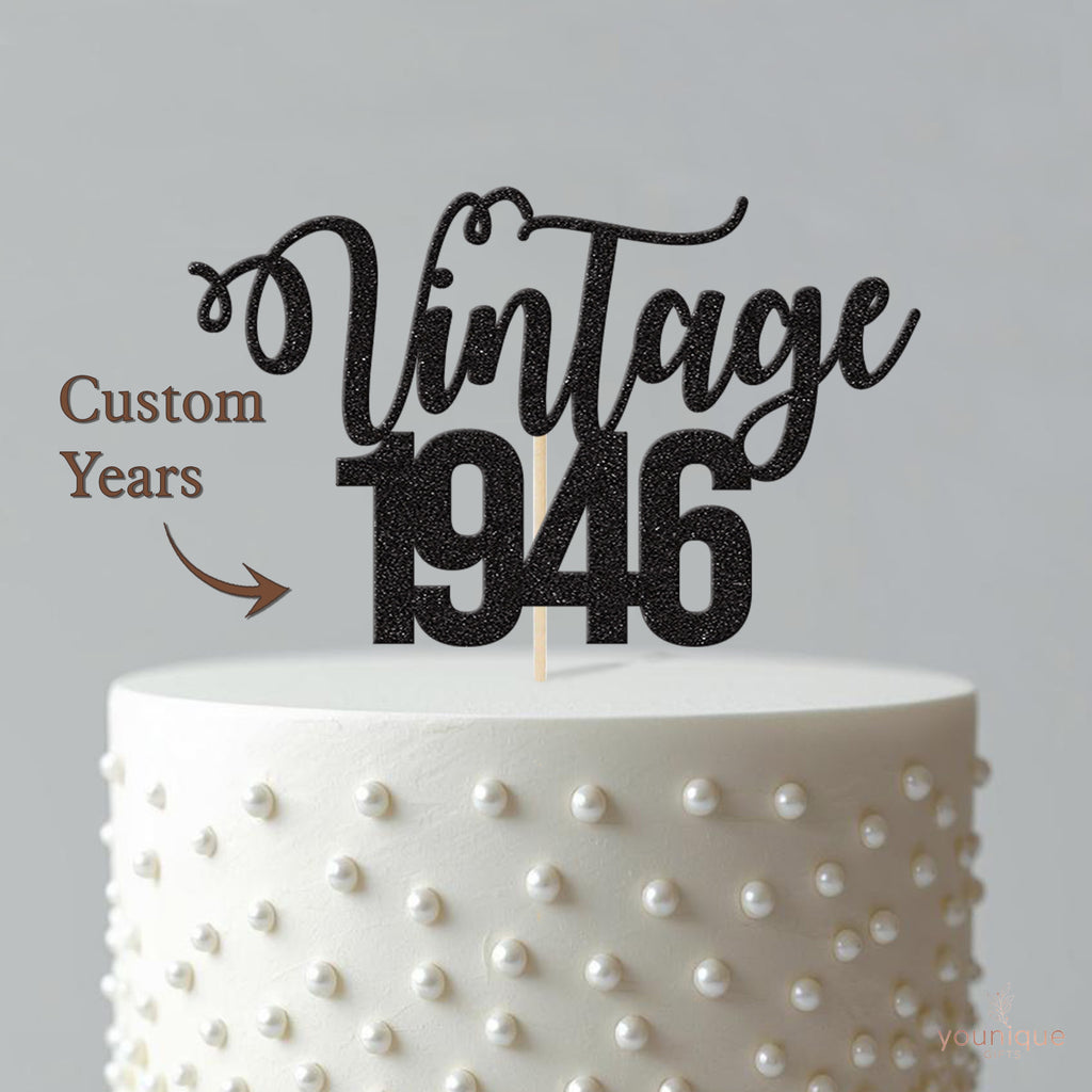 Personalised Vintage Birth Year Cake Topper – Year - view 4