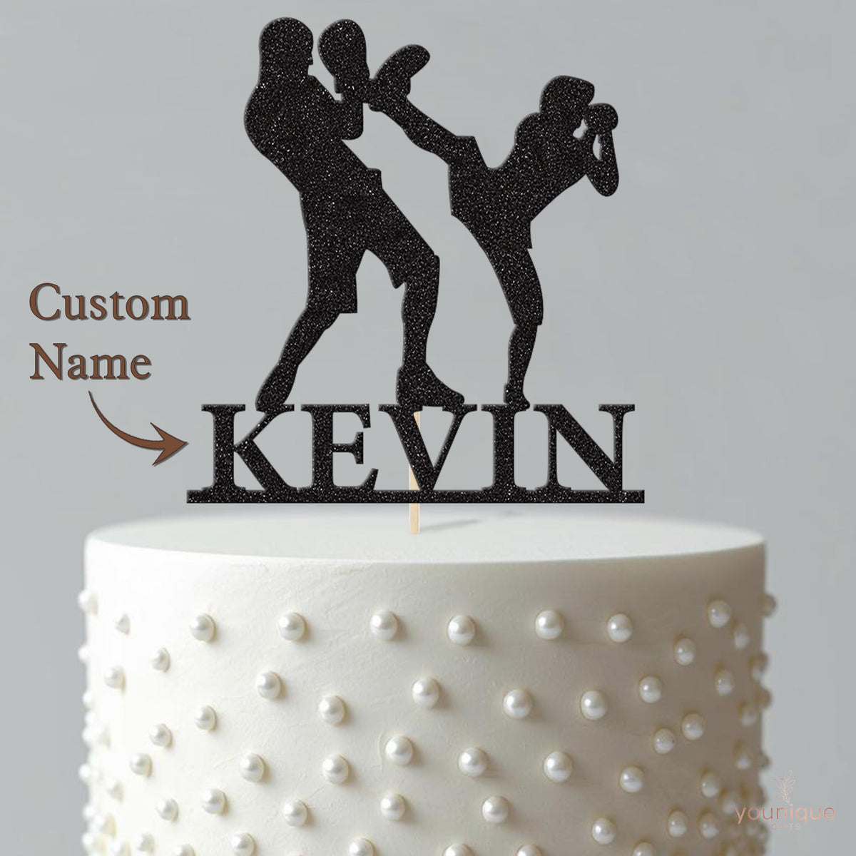 Personalised Kickboxing Training Cake Topper – Name - view 4