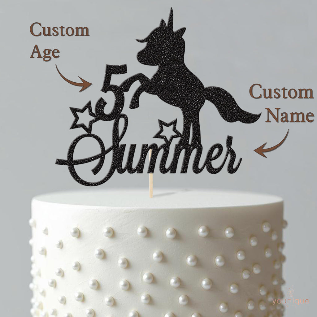 Personalised Unicorn Birthday Cake Topper Any Age and Name - view 4