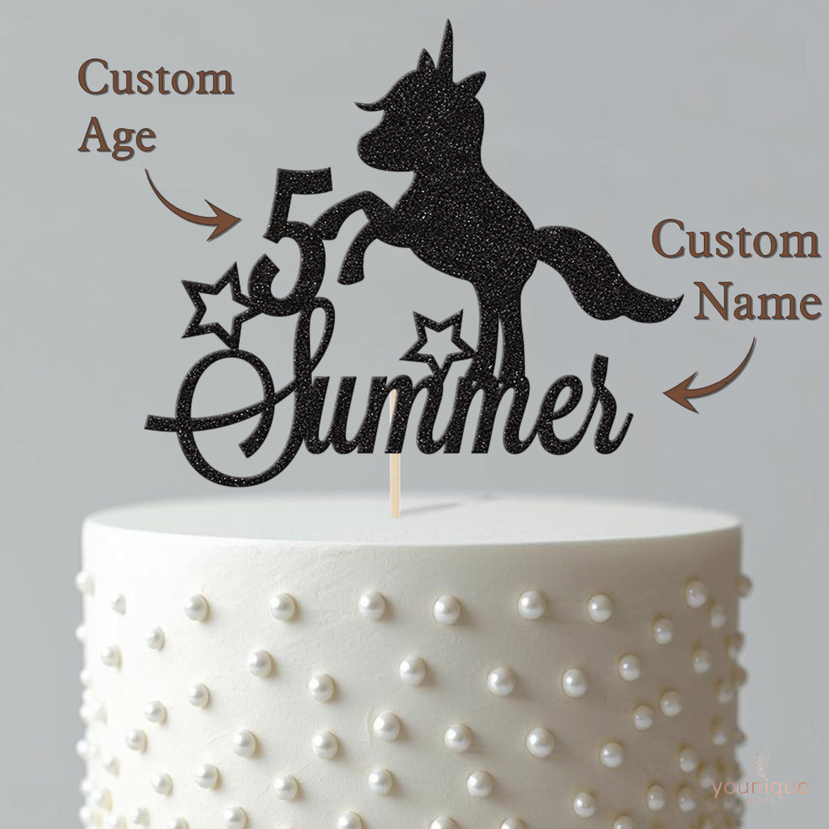 Personalised Unicorn Birthday Cake Topper Any Age and Name - view 4