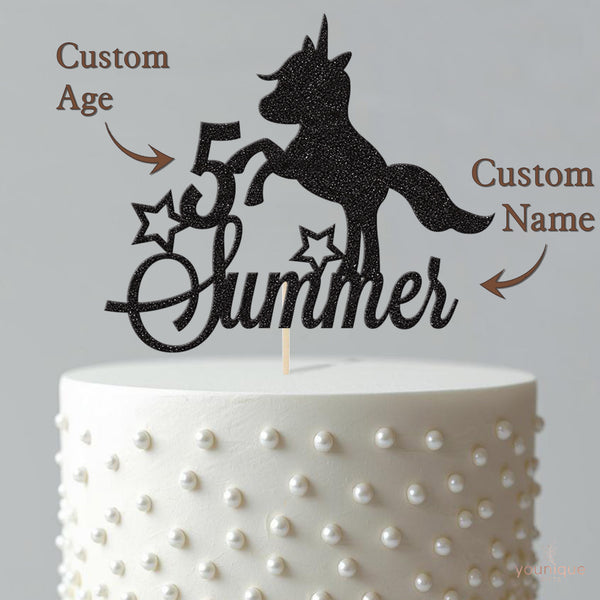 Personalised Unicorn Birthday Cake Topper Any Age and Name - view 4