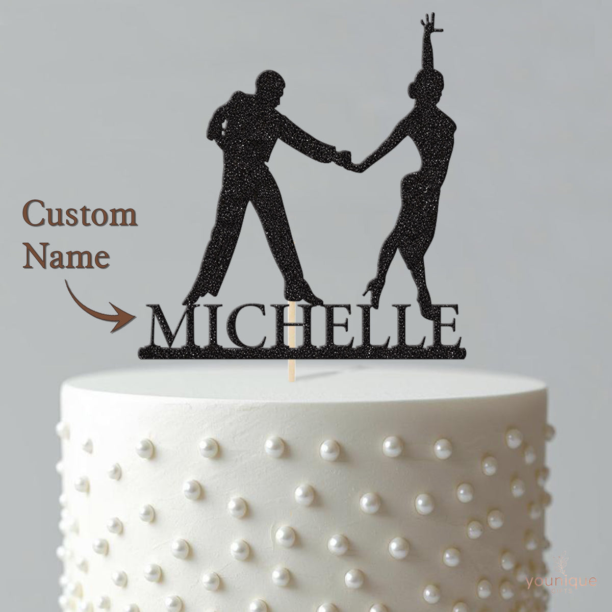 Personalised Dancing Couple Cake Topper with Name - view 4