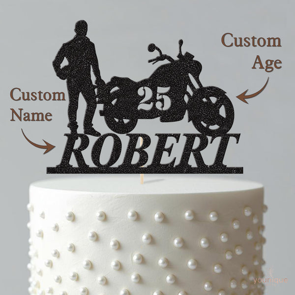 Personalised Motorcyclist Birthday Cake Topper Any Age and Name - view 4