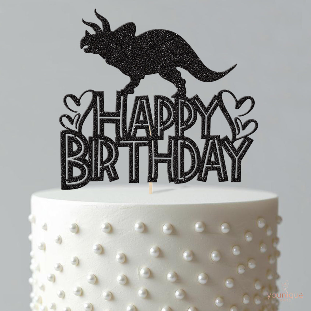 Happy Birthday Horned Dinosaur Cake Topper - view 4