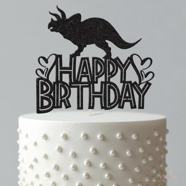 Happy Birthday Horned Dinosaur Cake Topper - view 4