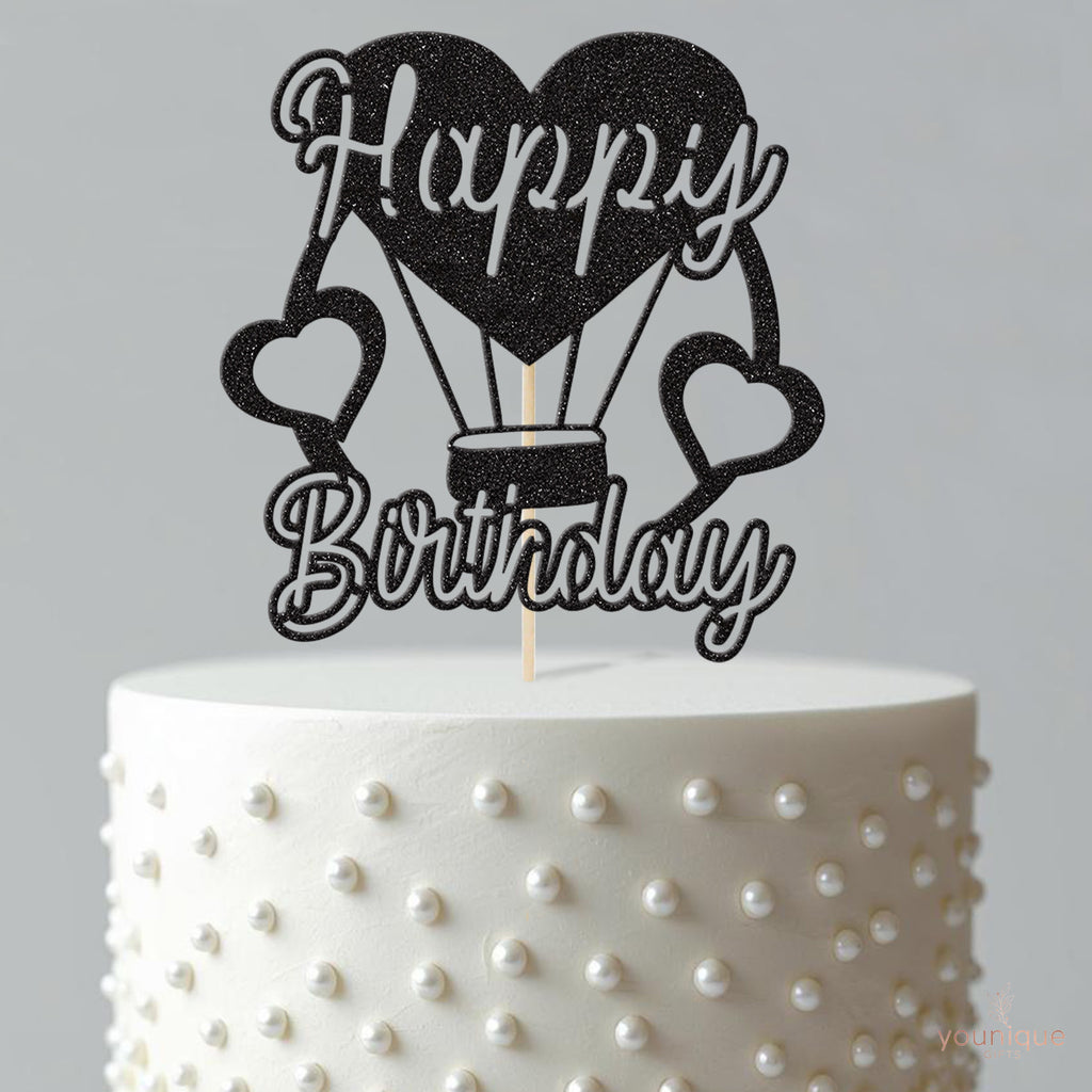 Happy Birthday Heart Hot Air Balloon Cake Topper - view 4
