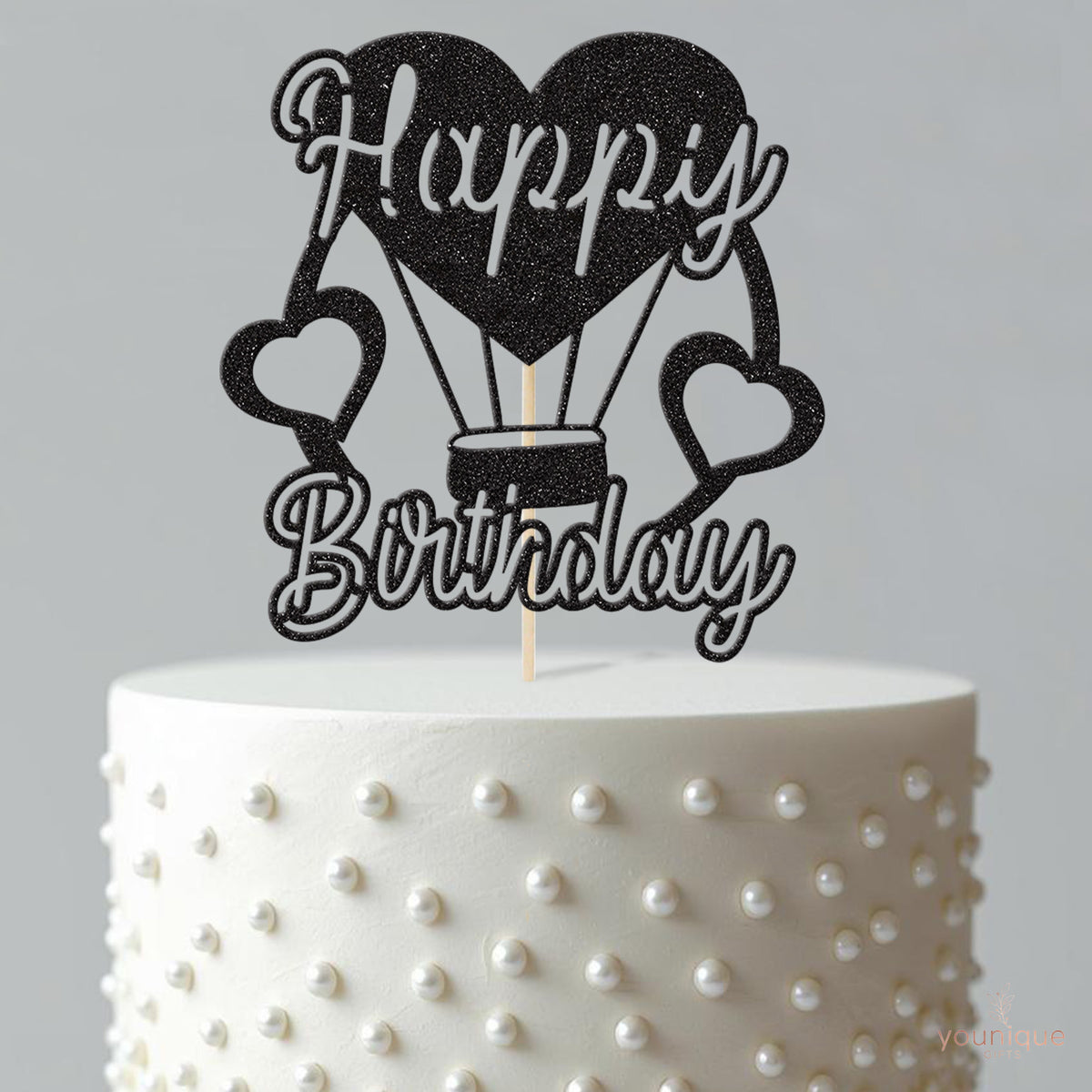 Happy Birthday Heart Hot Air Balloon Cake Topper - view 4