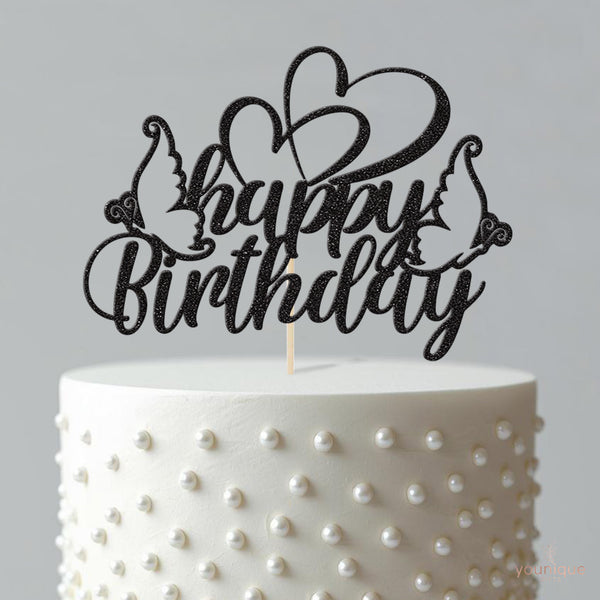 Happy Birthday Heart and Butterflies Cake Topper - view 4