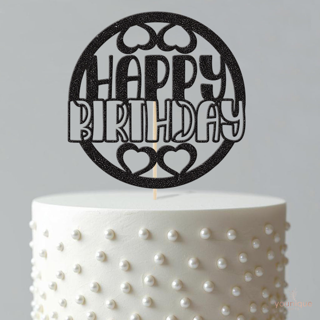 Happy Birthday Hearts Circle Cake Topper - view 4