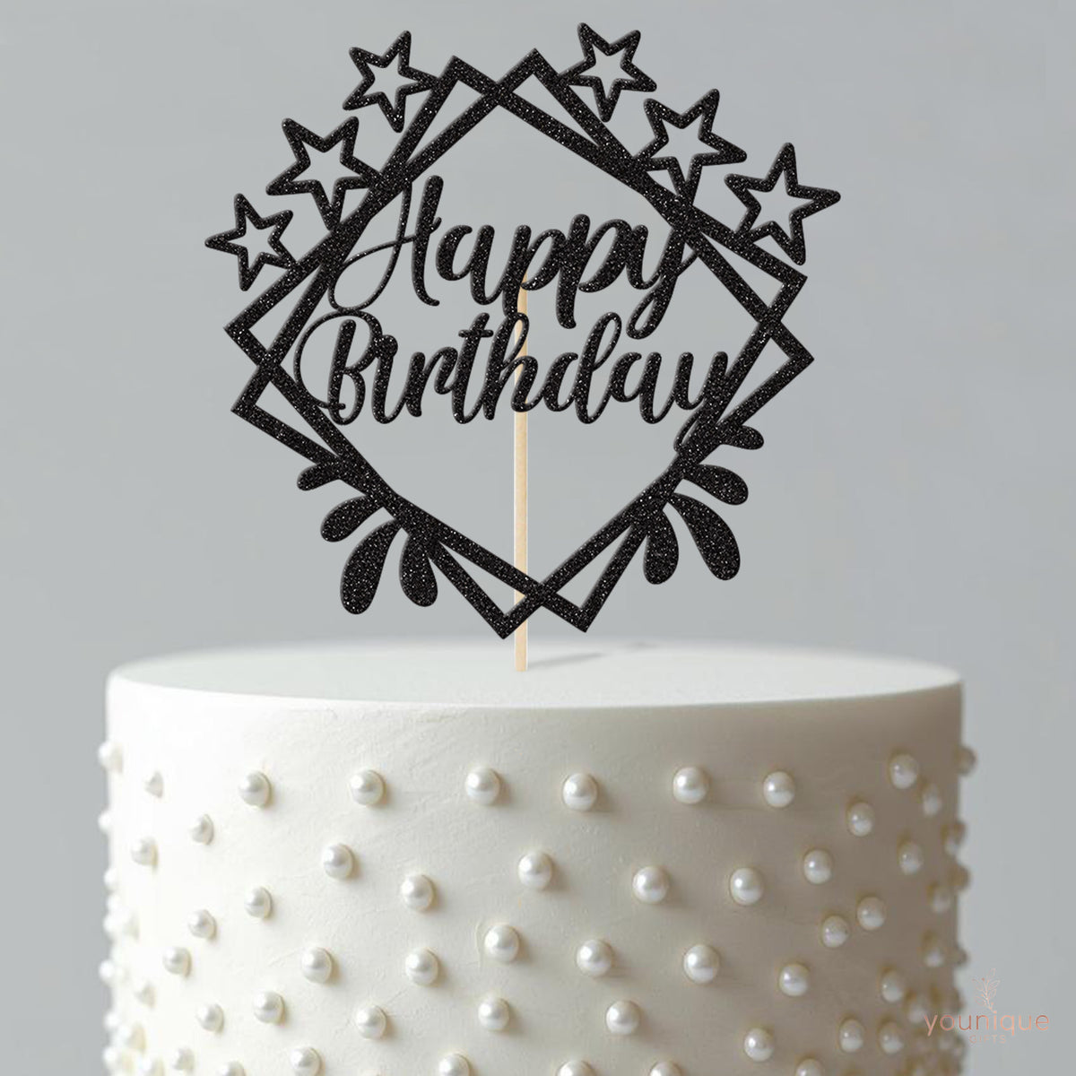 Happy Birthday Geometric Stars Cake Topper - view 4