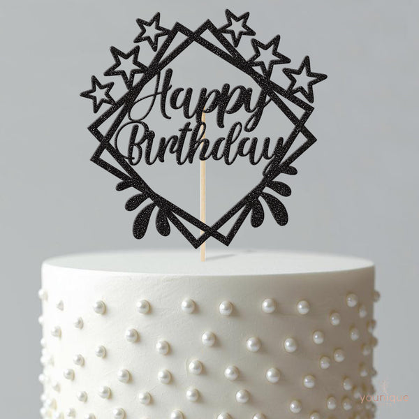 Happy Birthday Geometric Stars Cake Topper - view 4