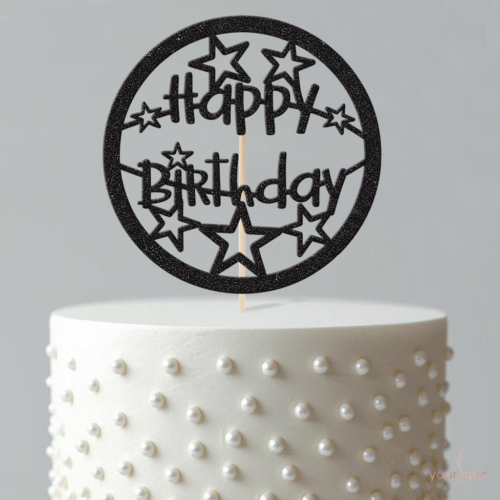 Happy Birthday Star Circle Cake Topper - view 4