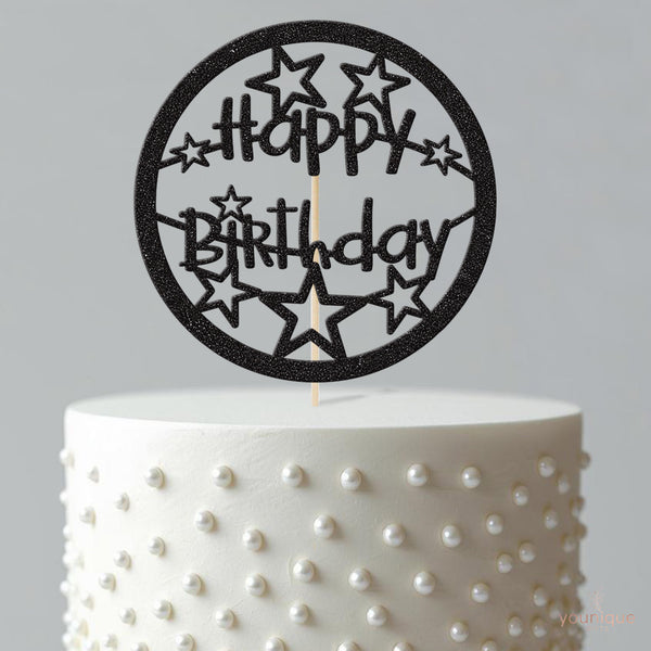 Happy Birthday Star Circle Cake Topper - view 4