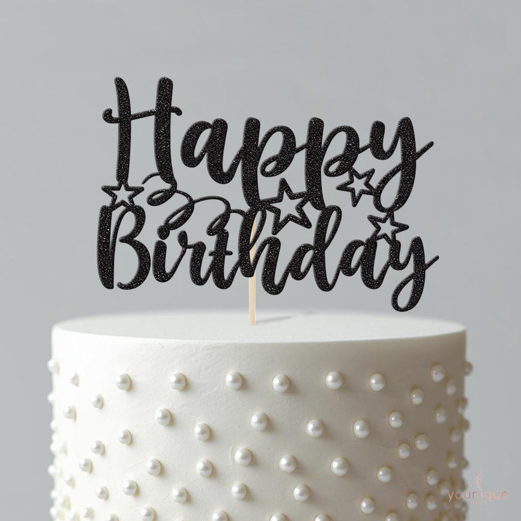 Happy Birthday Stars and Swirls Cake Topper - view 4
