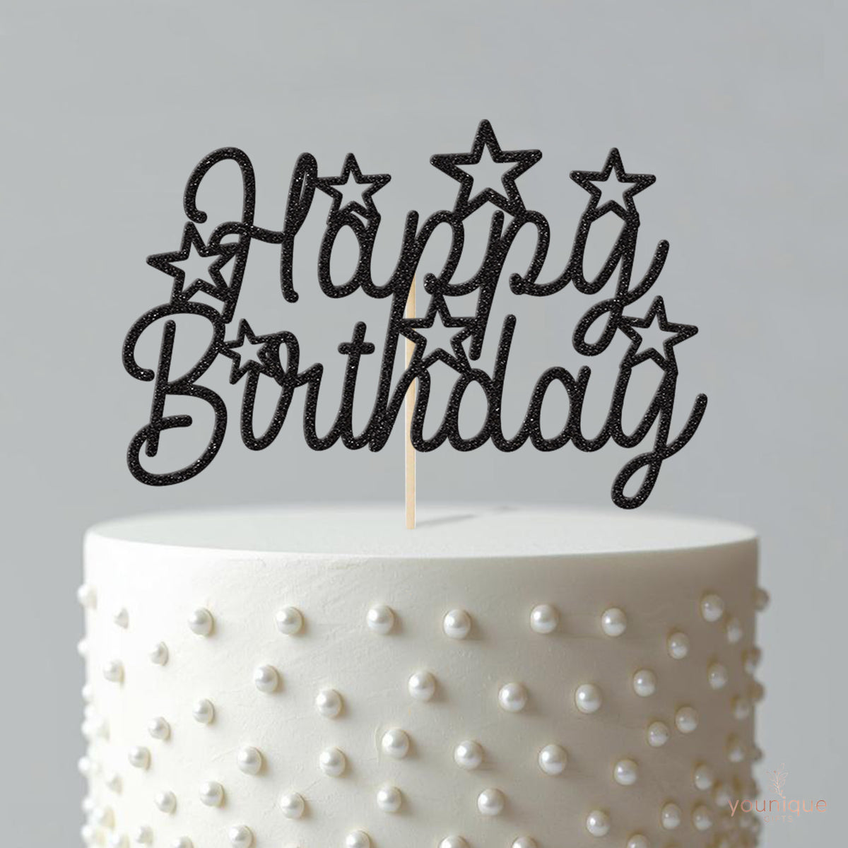 Happy Birthday Script and Stars Cake Topper - view 4