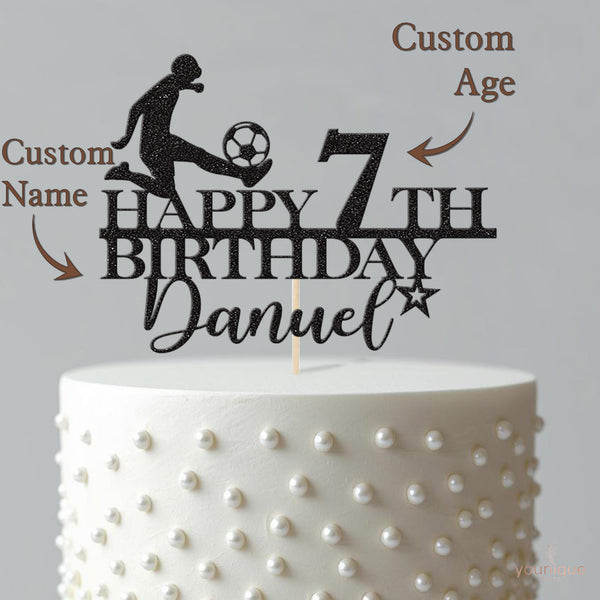 Personalised Footballer Birthday Cake Topper Any Age and Name - view 4