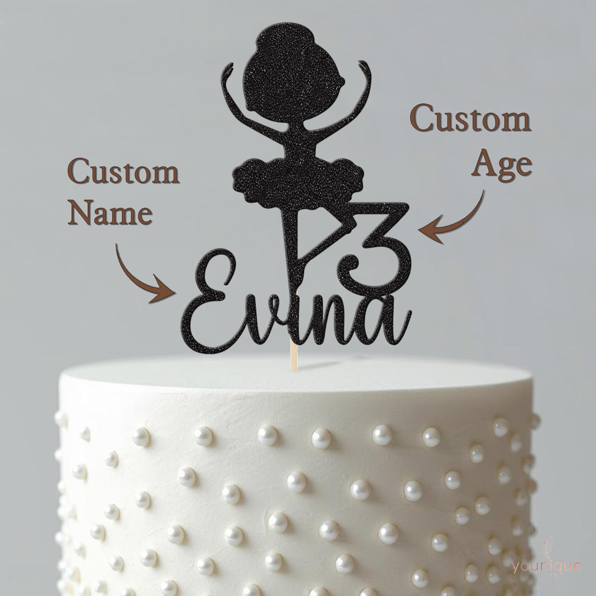 Personalised Little Ballerina Birthday Cake Topper Any Age and Name - view 4