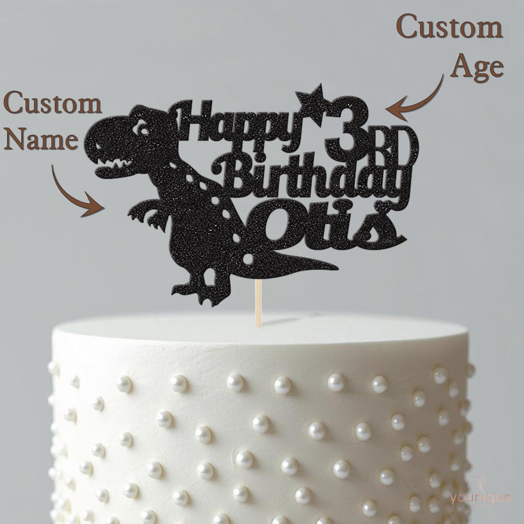 Personalised T Rex Birthday Cake Topper Any Age and Name - view 4