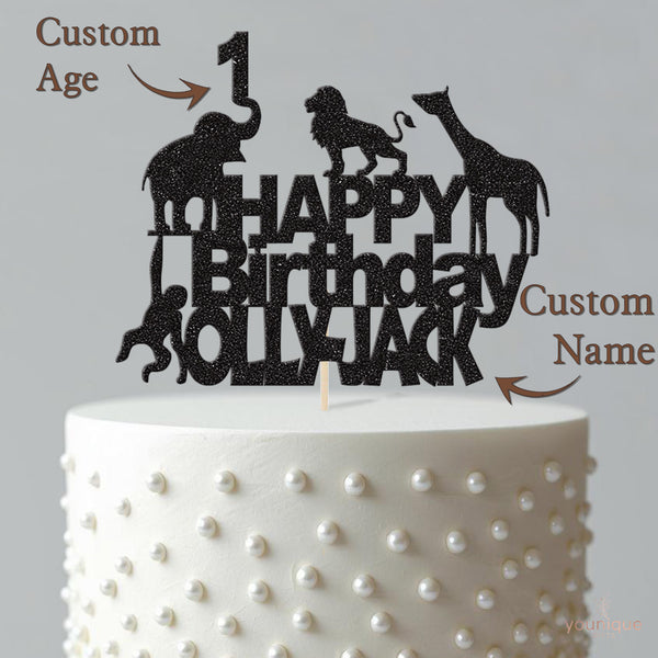 Personalised Safari Animals Birthday Cake Topper Any Age and Name - view 4