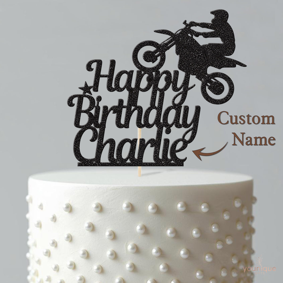 Personalised Motocross Birthday Cake Topper with Name - view 4