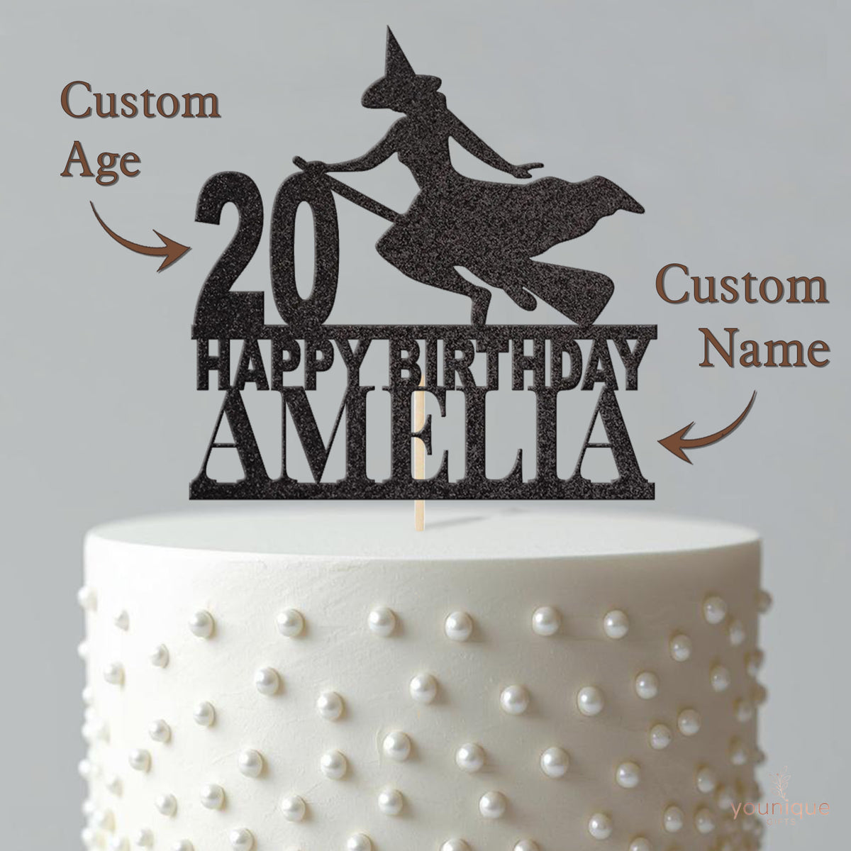 Personalised Witch Birthday Cake Topper Any Age and Name - view 4