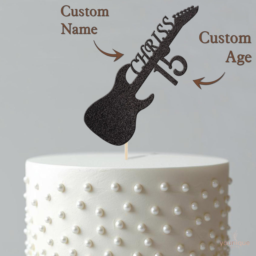 Personalised Electric Guitar Birthday Cake Topper Any Age and Name - view 4