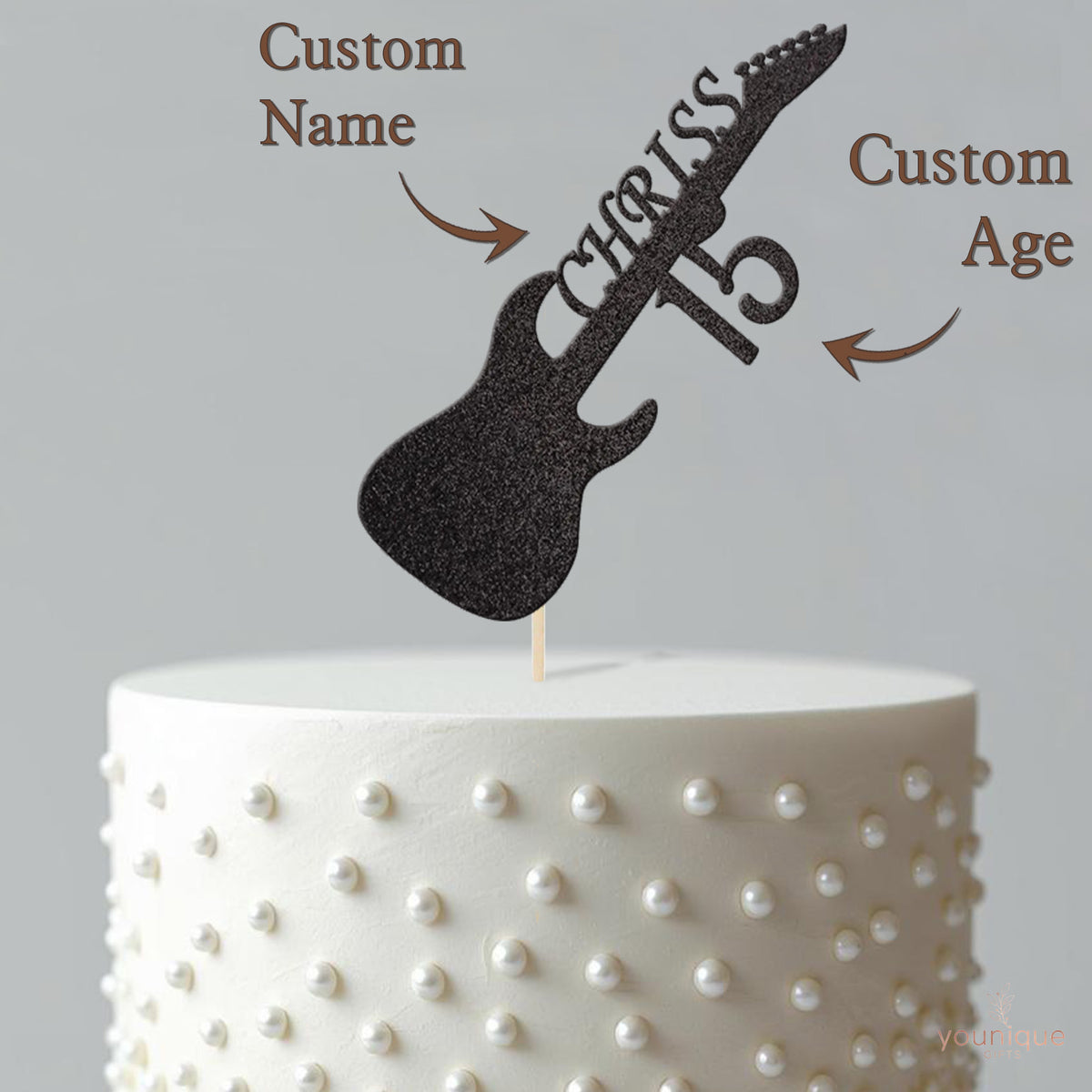 Personalised Electric Guitar Birthday Cake Topper Any Age and Name - view 4