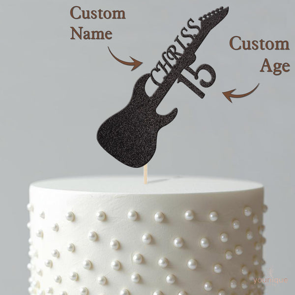 Personalised Electric Guitar Birthday Cake Topper Any Age and Name - view 4