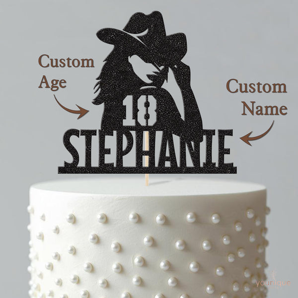 Personalised Cowgirl Birthday Cake Topper Any Age and Name - view 4