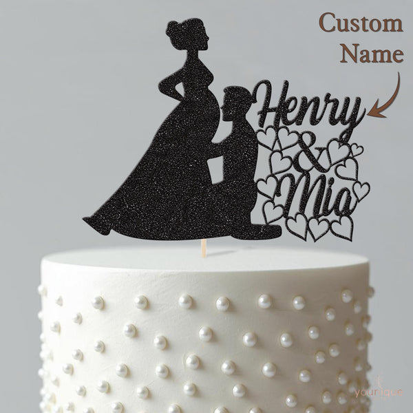 Personalised Expecting Couple Wedding Cake Topper with Names - view 4