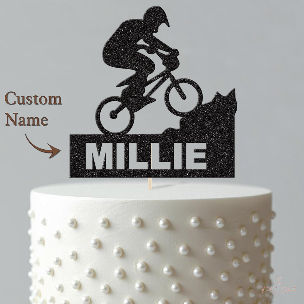 Personalised Mountain Biker Cake Topper with Name - view 4