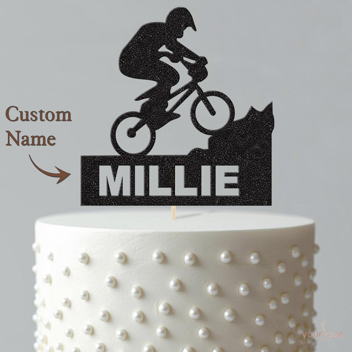 Personalised Mountain Biker Cake Topper with Name - view 4