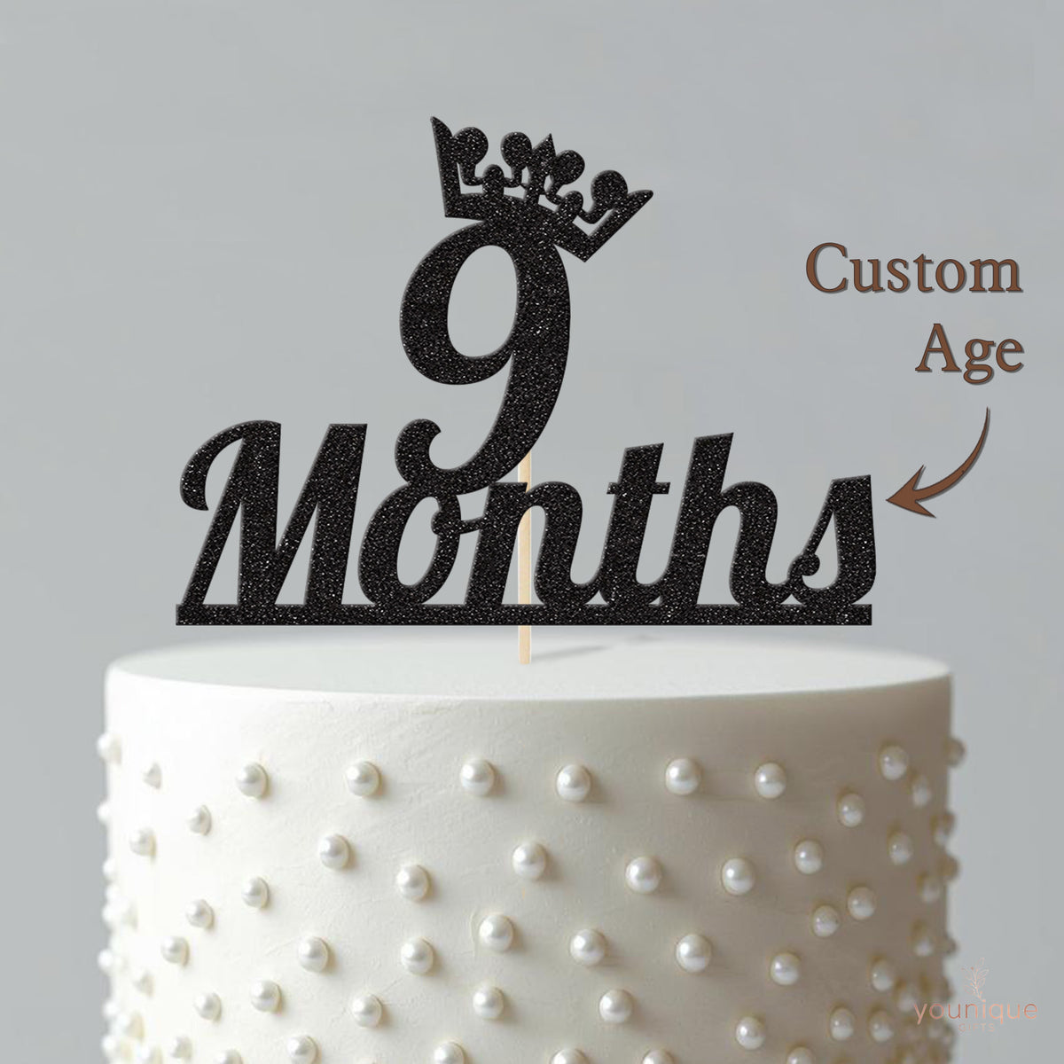 Personalised Crown Monthly Milestone Cake Topper Any Month - view 4