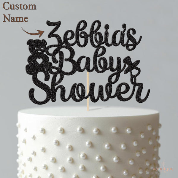 Personalised Teddy Bear Baby Shower Cake Topper with Name - view 4
