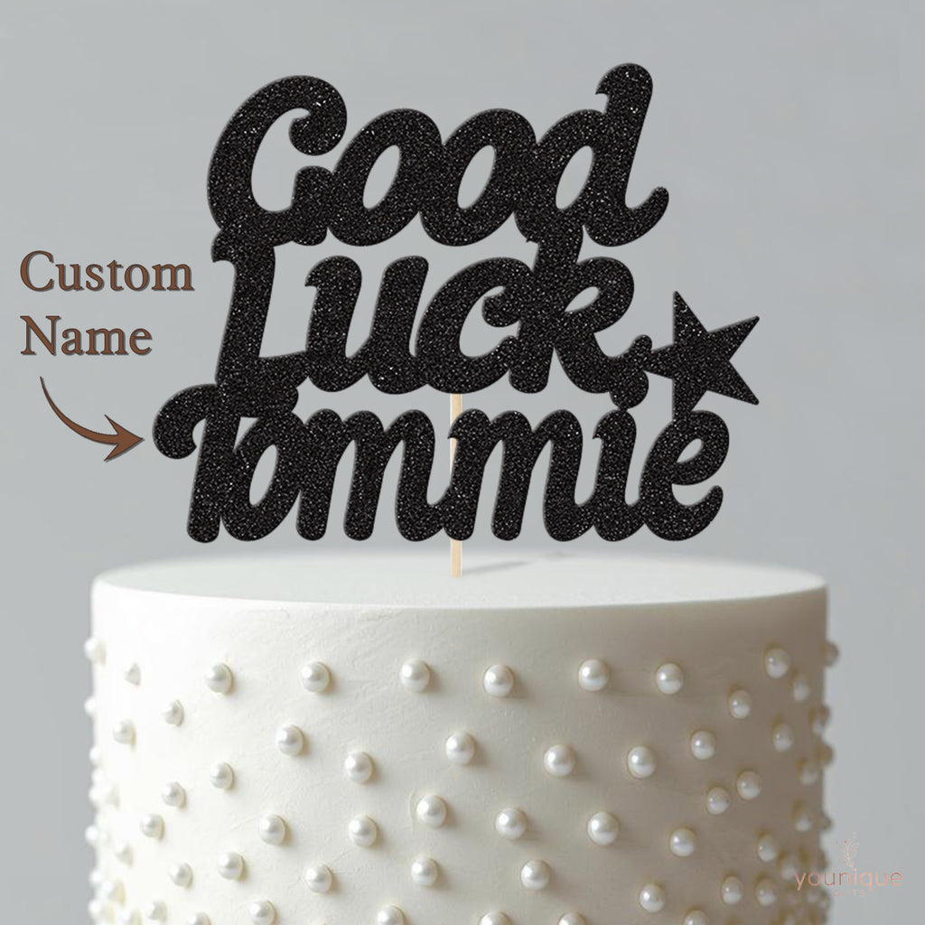 Personalised Good Luck Cake Topper with Name and Star - view 4