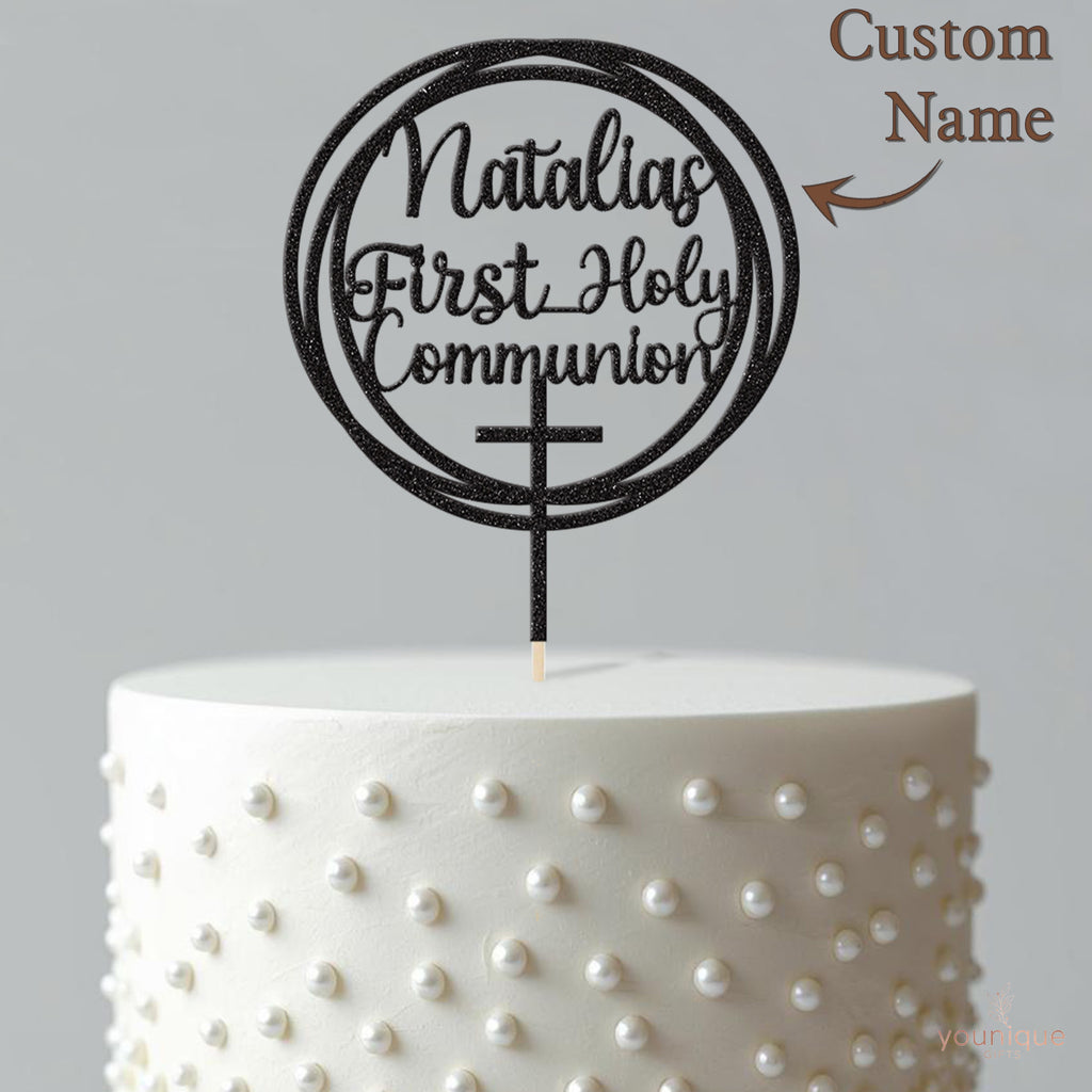 Personalised First Holy Communion Cake Topper with Name - view 4