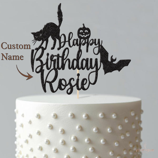 Personalised Halloween Birthday Cake Topper with Name - view 4