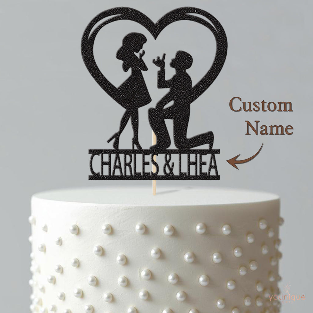 Personalised Proposal Engagement Cake Topper with Names - view 4