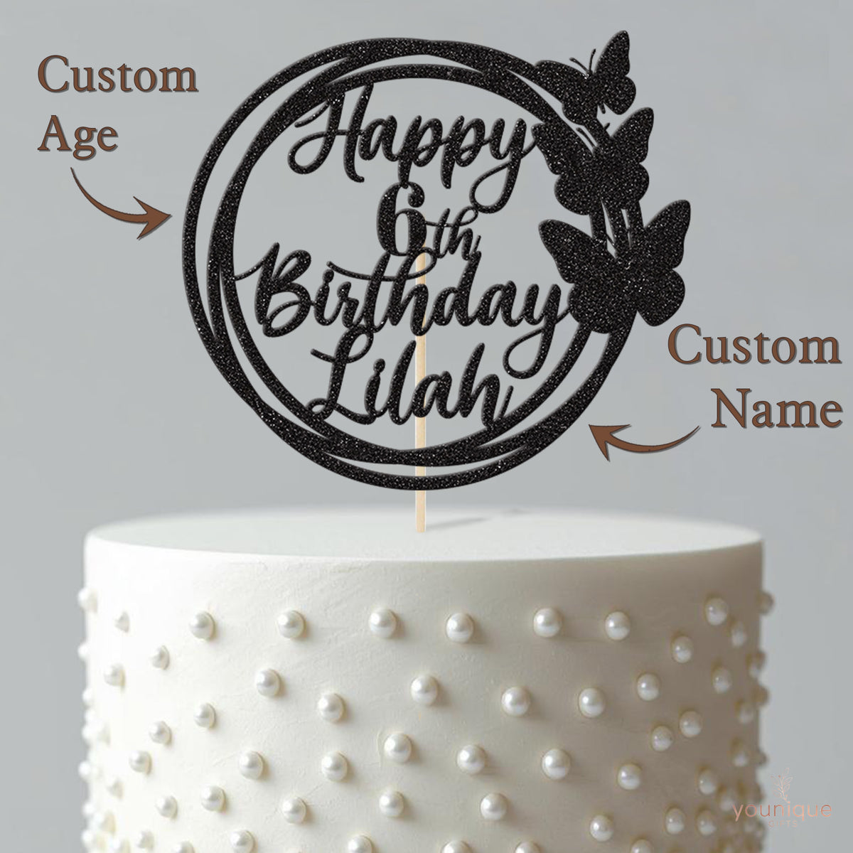 Personalised Butterfly Birthday Cake Topper Any Age and Name - view 4