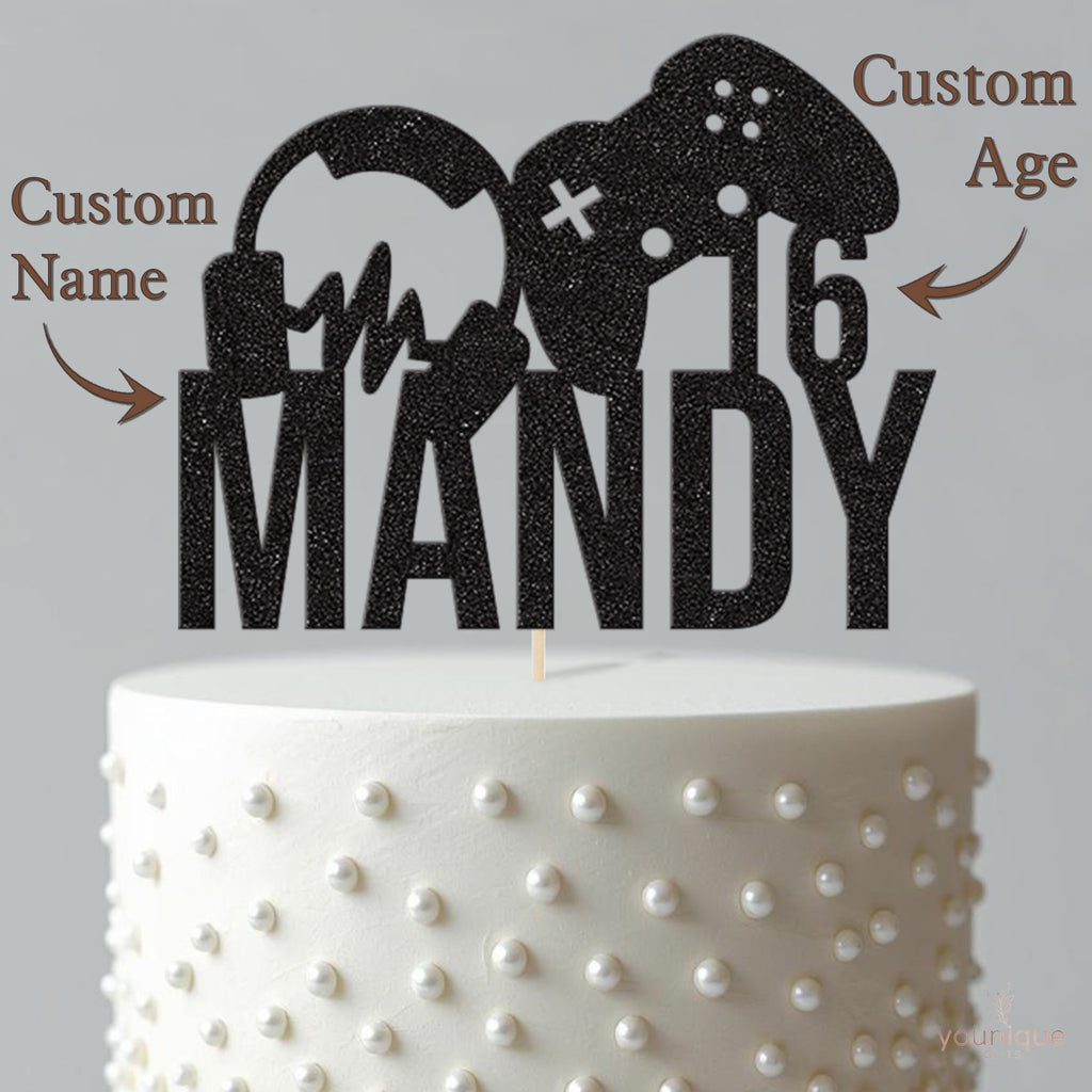 Personalised Gaming Birthday Cake Topper Any Age and Name - view 4