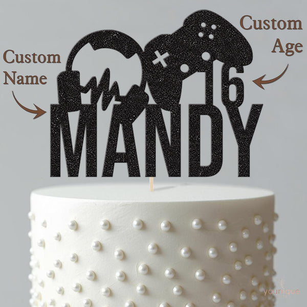 Personalised Gaming Birthday Cake Topper Any Age and Name - view 4