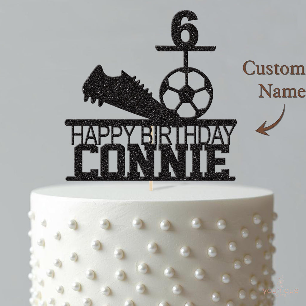 Personalised Football Boot and Ball Birthday Cake Topper – Name & Age - view 4