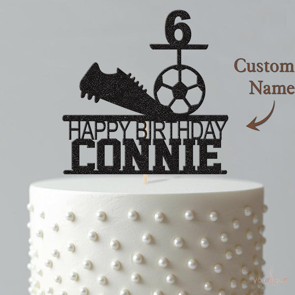 Personalised Football Boot and Ball Birthday Cake Topper – Name & Age - view 4