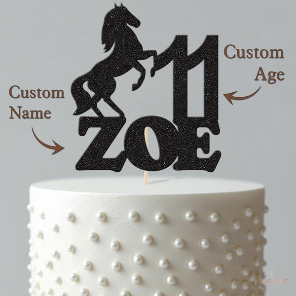 Personalised Rearing Horse Birthday Cake Topper – Name & Age - view 4