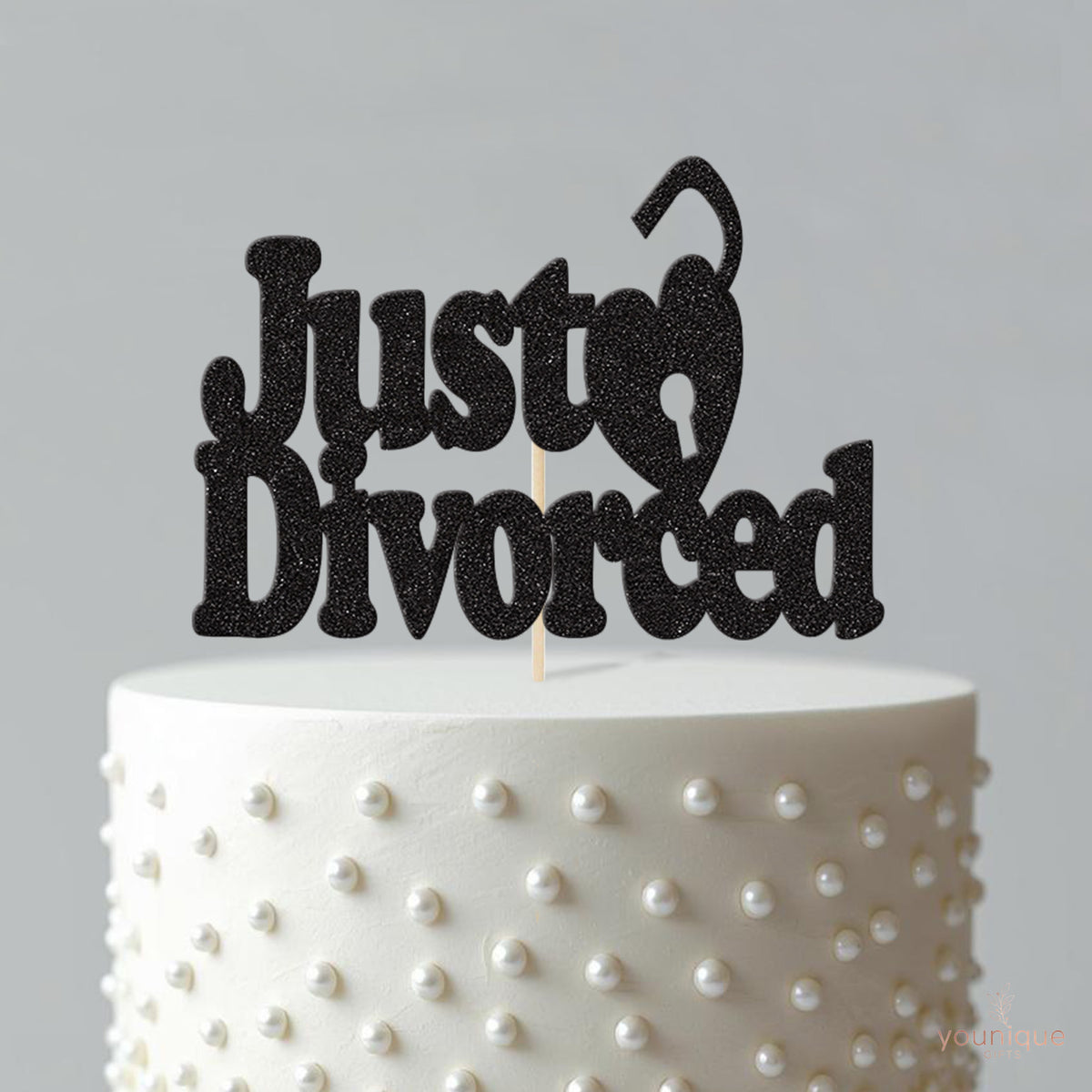 Just Divorced Open Heart Padlock Cake Topper - view 4