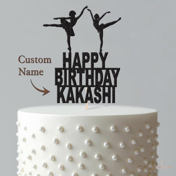 Personalised Ballet Duo Birthday Cake Topper – Name - view 4