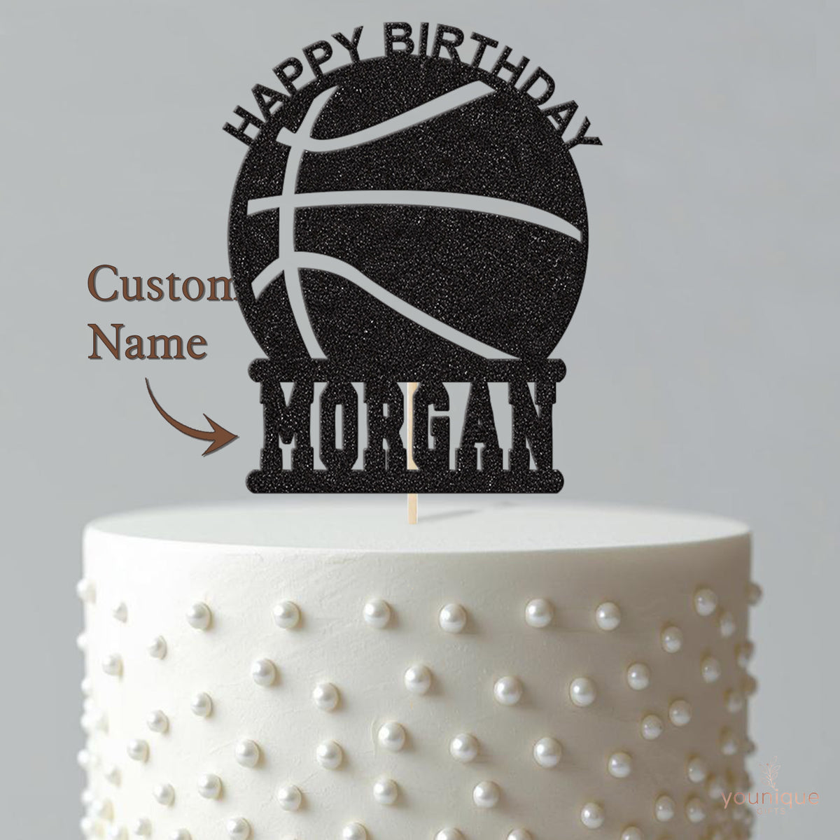 Personalised Basketball Varsity Cake Topper – Name - view 4